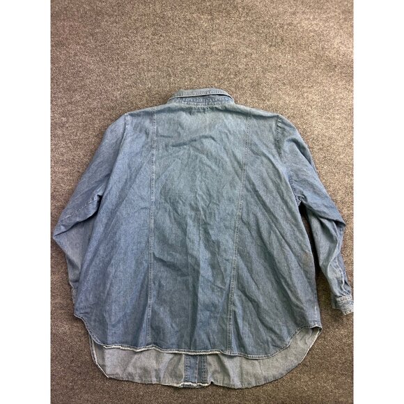 Vintage Hunters Run Blouse Women's CO Blue Denim Long Sleeve Button Embellished - Picture 7 of 8